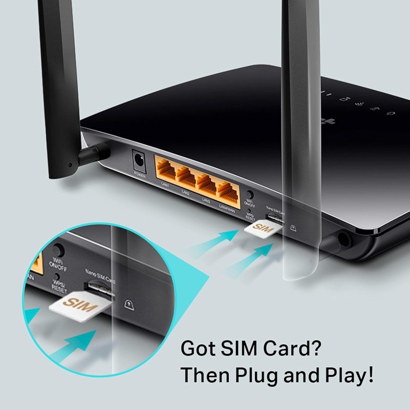 TP-Link Archer MR200 AC750 2.4GHz 750Mbps Dual Band 4G LTE Mobile Wi-Fi, SIM Slot Unlocked, No Configuration Required, Removable Wi-Fi Antennas Router