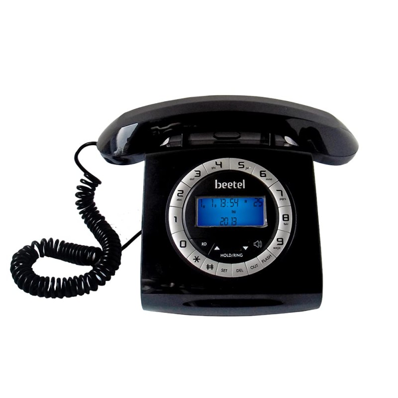 Beetel M73 Caller Id Corded Landline Phone with 16 Digit LCD Display, Retro Design, Alphanumeric Keypad, 2-Way Speaker Phone, Adjustable Ringer Volume