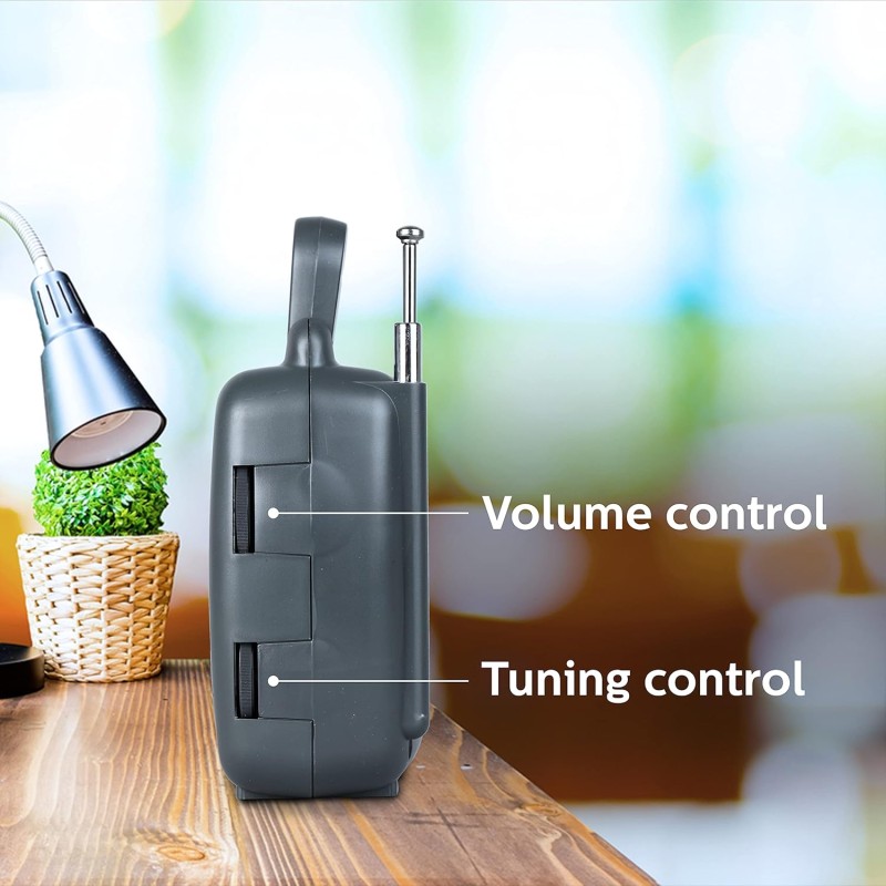 Philips DL167/94 Portable/Hand Carry Radio with MW/SW/FM Bands, Telescopic Aerial, 2xR20 Battery & Optional 3V DC Power, 4? Speaker Impedance, Tuning