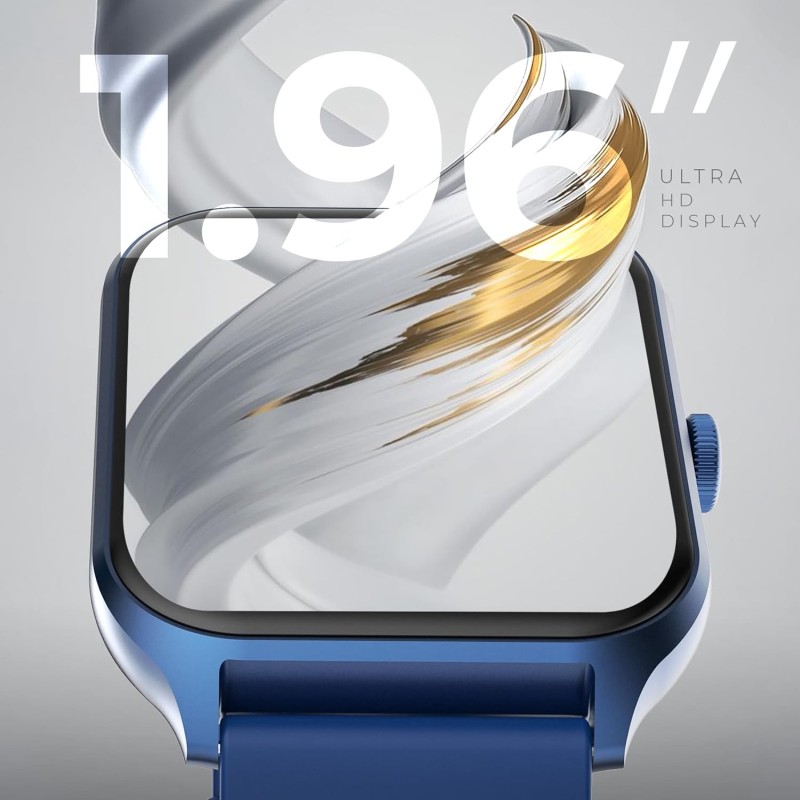 beatXP Marv Sense 1.96" Ultra HD Large Display Bluetooth Calling Smart Watch, Metal Body, Rotary Crown, 320 * 386px, 500 Nits, 60Hz Refresh Rate, 100+