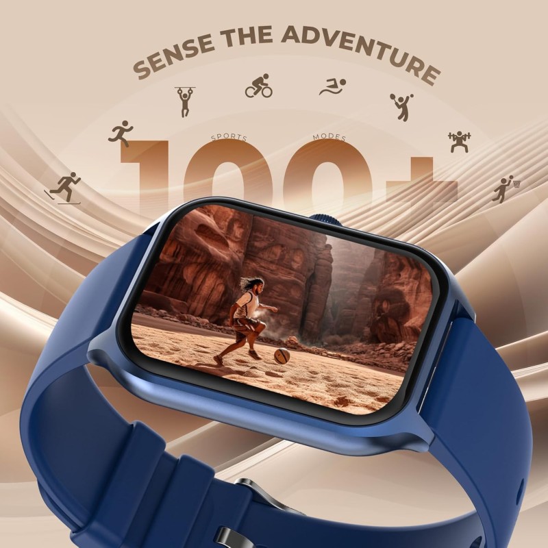 beatXP Marv Sense 1.96" Ultra HD Large Display Bluetooth Calling Smart Watch, Metal Body, Rotary Crown, 320 * 386px, 500 Nits, 60Hz Refresh Rate, 100+