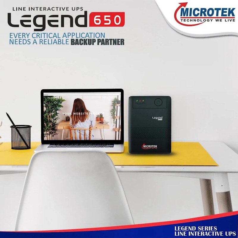 ‎‎Microtek Microtek Legend 650 Line Interactive UPS 650VA/360W, Micro Processor Based UPS System, an Ideal Power Backup & Protection for Desktop PC &