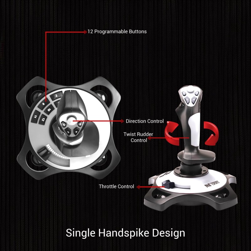 Ant Esports JS55 Flight Simulator Controls, Flight Joystick Controls With Vibration Function and Throttle Controls Wired Flight Stick for PC Windows