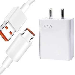 MI Xiaomi 67W Fast Charger with USB-C Cable, Quick Charge 3.0 Power Adapter Compatible with Redmi Note Series, Poco, Mi, Any Type C Devices - with