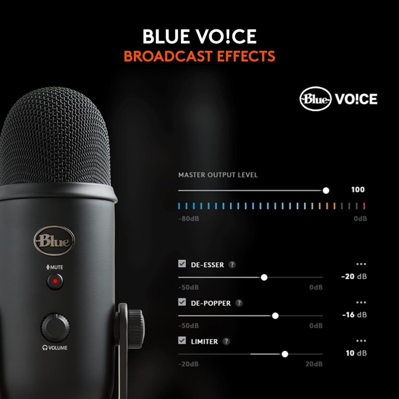 Logitech Blue Yeti USB Microphone for Recording, Streaming, Gaming, Podcasting on PC and Mac, Condenser Mic for Laptop or Computer with Blue VO!CE