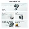 realme Buds Air 7,12.4mm Dynamic Bass Drivers,52Hrs Playtime,52dB Hybrid ANC,6 Mic ENC,45ms Low Latency,360° Spatial Audio,Hi-Res LHDC,IP55 Dust &