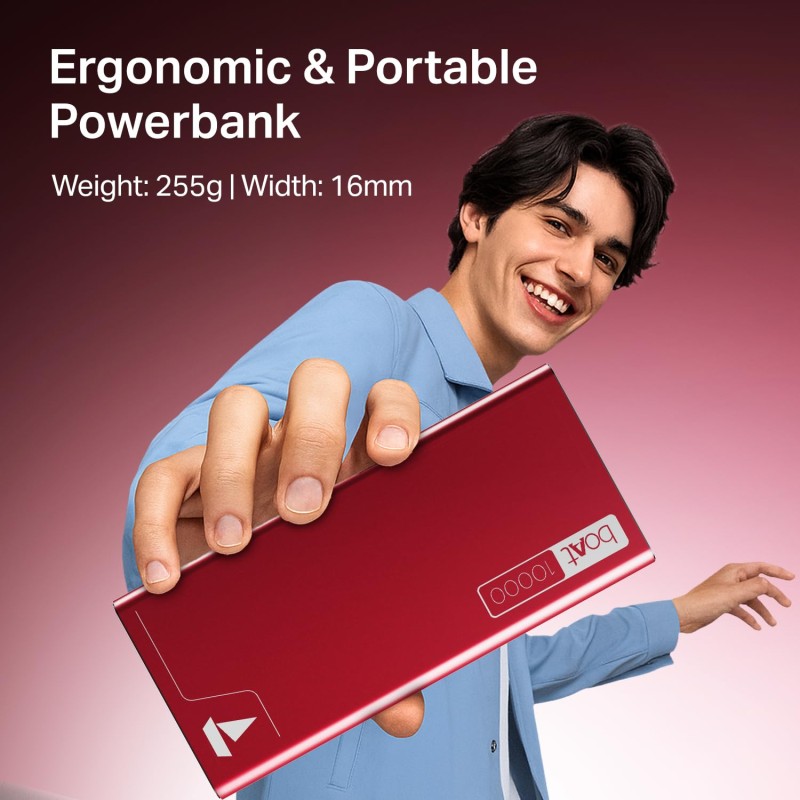boAt Energyshroom Energyshroom PB300 10000 mAh 22.5W Fast Charging Power Bank (2X Output Ports, Supports Android,iPhone,Tablets,Earbuds) (Martian Red)