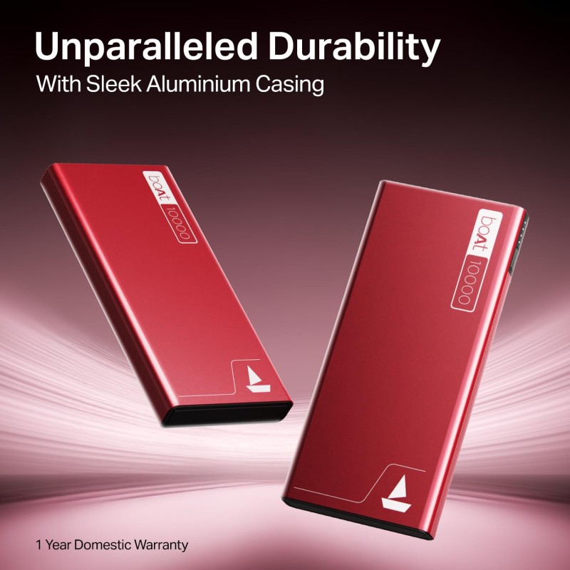boAt Energyshroom Energyshroom PB300 10000 mAh 22.5W Fast Charging Power Bank (2X Output Ports, Supports Android,iPhone,Tablets,Earbuds) (Martian Red)