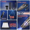 WOSCHER AutoVac Portable Car Vacuum Cleaner |110W | 5000PA Suction Power | Powerful Handheld Vacuums for Deep Cleaning Black