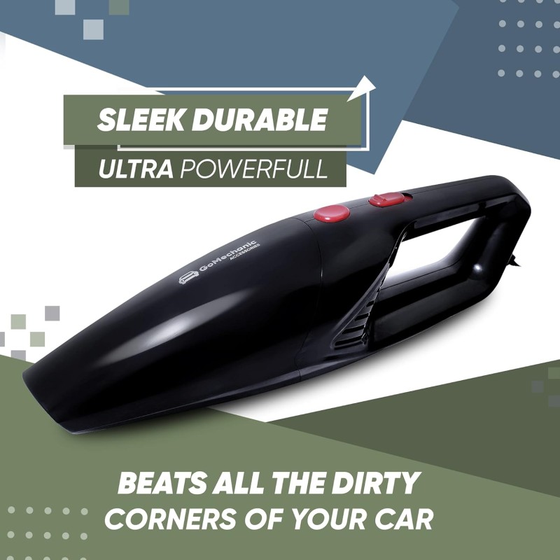 GoMechanic Neutron 4500 Handheld Super Suction Wet/Dry 4.5KPa Power Car Vacuum Cleaner with Anti-Bacterial Cleaning (Black)
