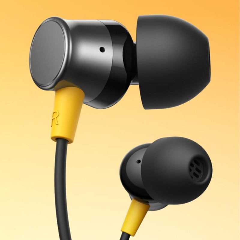 realme Buds 3 Wired Earphones with Mic (Black) | 9mm Dynamic Driver | 3.5mm Jack | Single Button Control | Braided Tangle-Free Cable | Model RMA2419