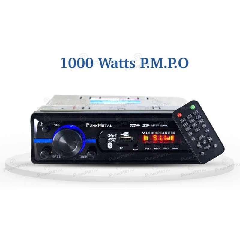 PunkMetal PM-2027-M Bluetooth/USB/SD/AUX/FM/MP3 Universal Car Stereo (Single Din)