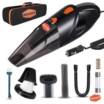 WOSCHER AutoVac Pro High Power Auto Car Vacuum Cleaner for Deep Cleaning, Hand Held Portable Car Vacuum Black 140W Wired Car Vacuum