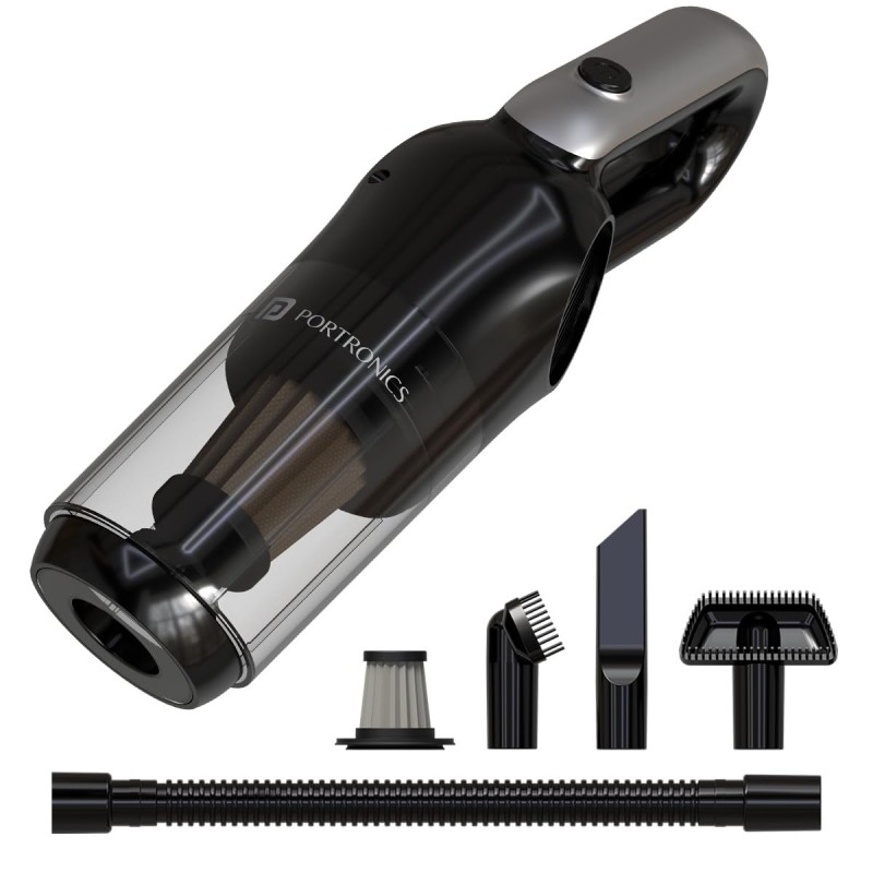 Portronics Mopcop 3, Rechargeable Handheld Vacuum Cleaner for Home & Car, Washable HEPA Filter (Black) POR-2837