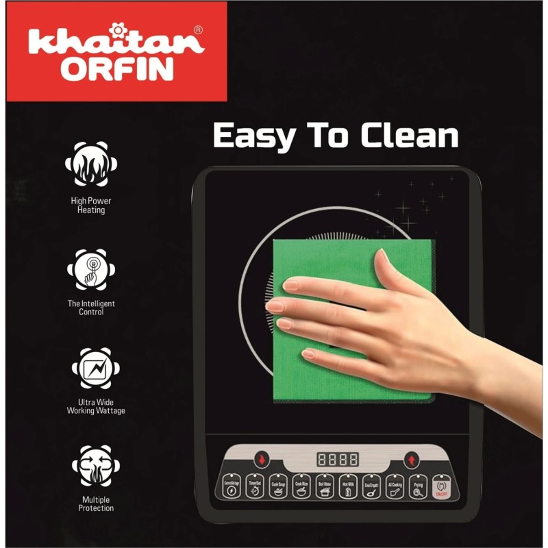 Khaitan Orfin 2000 W Induction Cooktop Touch Panel (Black, KO-432 | 2000 Watts Ultra Slim) KO432