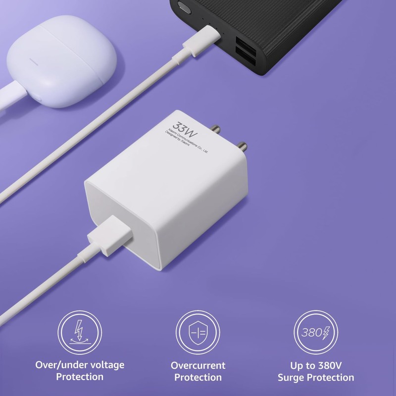 Xiaomi Mi 33W SonicCharge 2.0 USB Charger for Cellular Phones, White MDY-11-EL
