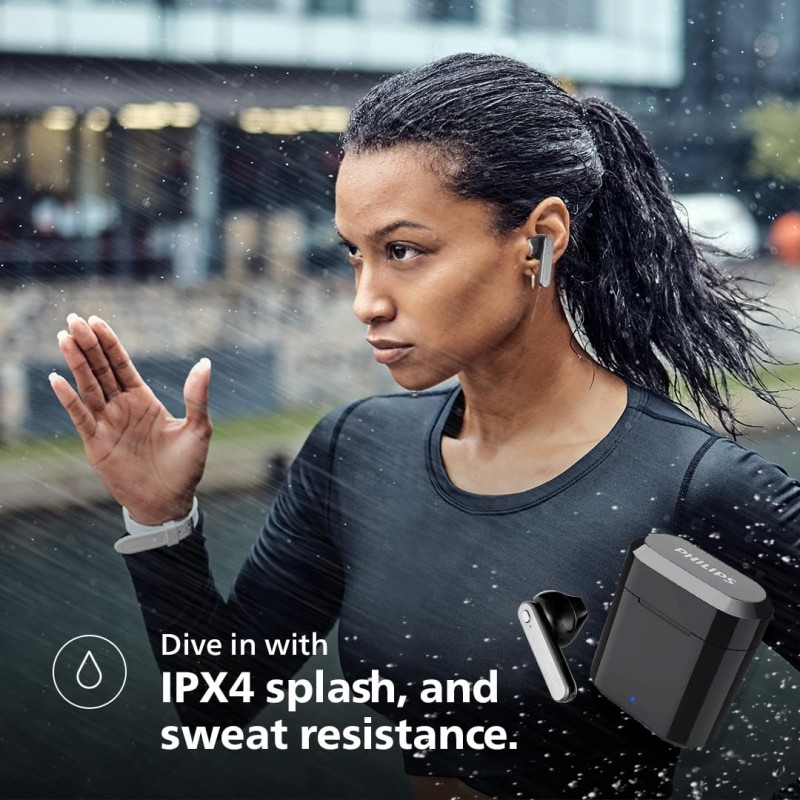 PHILIPS Audio TWS TAT3225/94 True Wireless Earbuds with 24 Hour Playtime (6+18), IPX4 Splash (Black) TAT3225BK/94