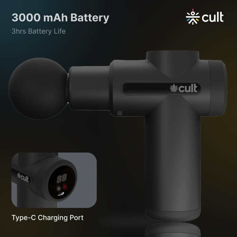 CULT Volt X, Full Body Professional Gun Massager with Hot and Cold Therapy, 3000mAh battery, QuietMotion Carry Pouch. 805088