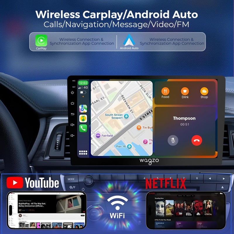 Wagzo Car Android System Touch Screen 9 Inch|TS7 Player|2GB/32GB|4th Gen|4Core|IPS Display WAD-45