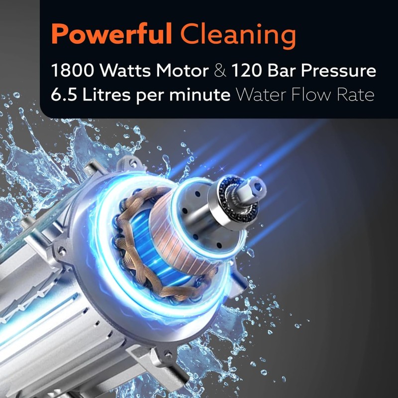 AGARO Supreme High Pressure Washer, Car Washer, 1800 Watts Motor, 120 Bars, 6.5L/Min Flow Rate 33715