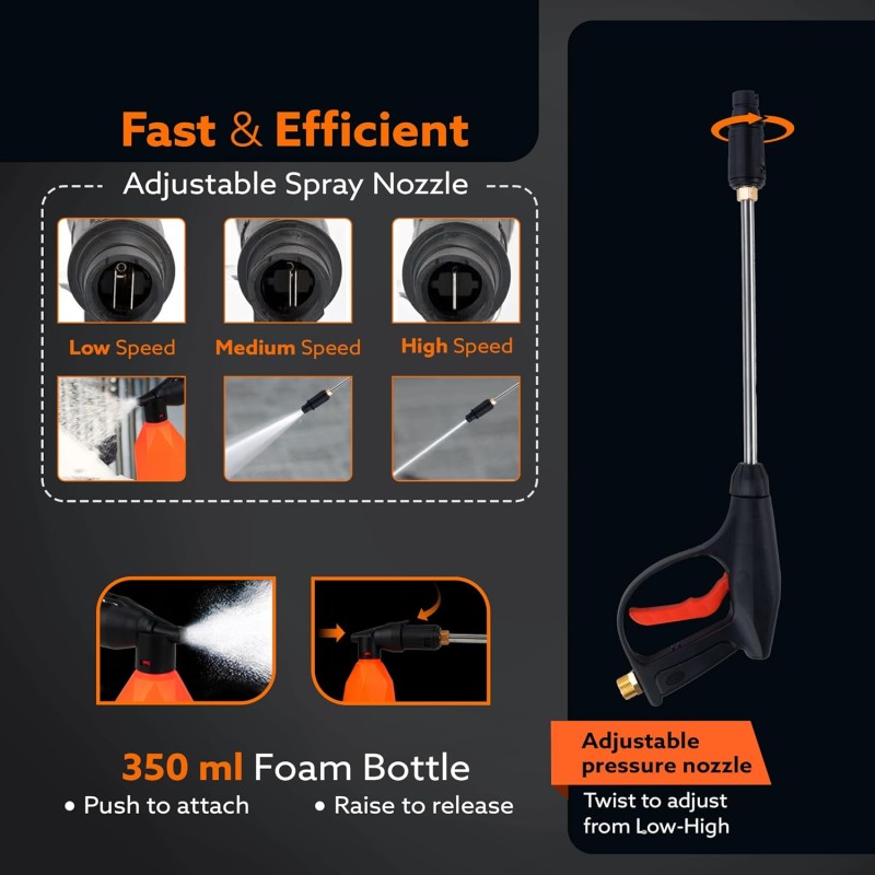 AGARO Supreme High Pressure Washer, Car Washer, 1800 Watts Motor, 120 Bars, 6.5L/Min Flow Rate 33715