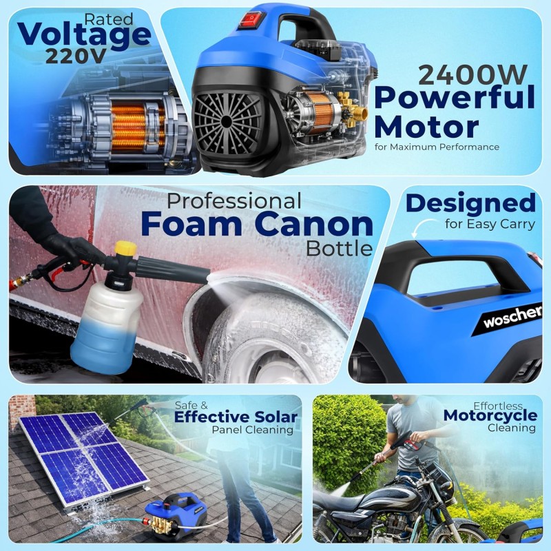 Woscher AquaWash Pro Car Washer High Pressure Gun for Car, Bike and Home Use Cleaning 969
