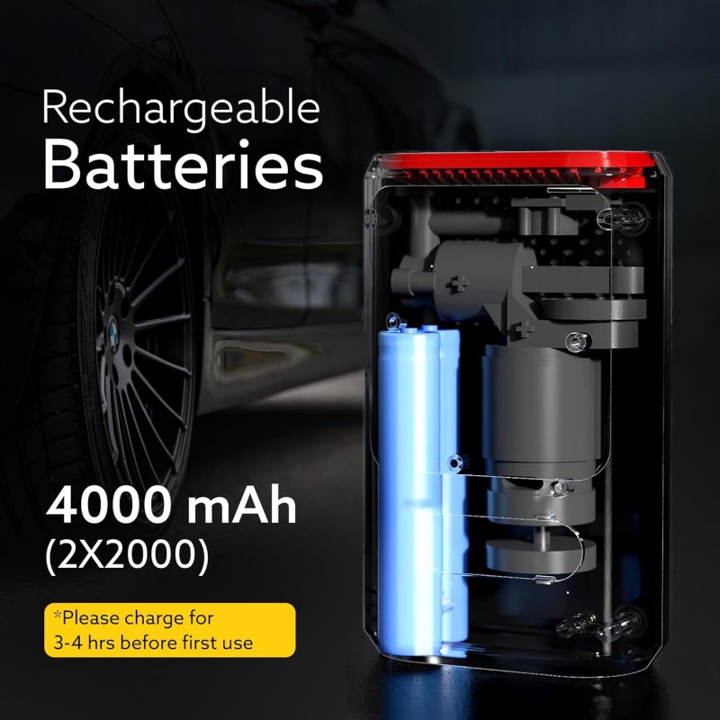 AGARO Galaxy Portable Tyre Inflator for Cars, Bikes, Bicycles & Balls, 150 PSI Pressure, 2 X 2000mAh Battery