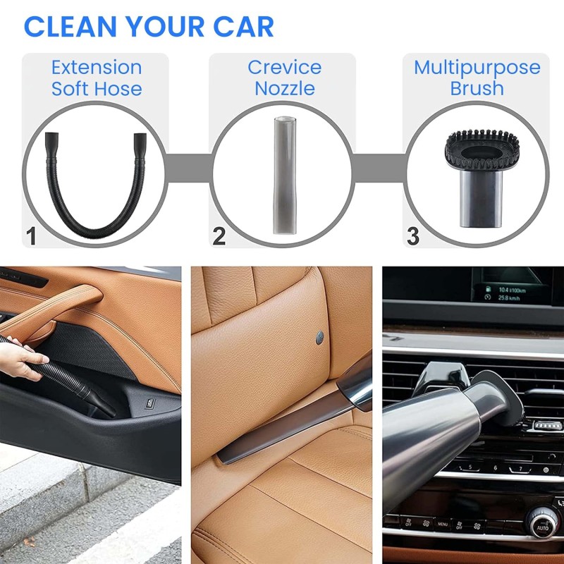 AGARO HVC1081 Cordless Rechargeable Car Vacuum Cleaner, Portable, Handheld,110W, 5.5KPA Power Socket, Stainless Steel Filter, Black