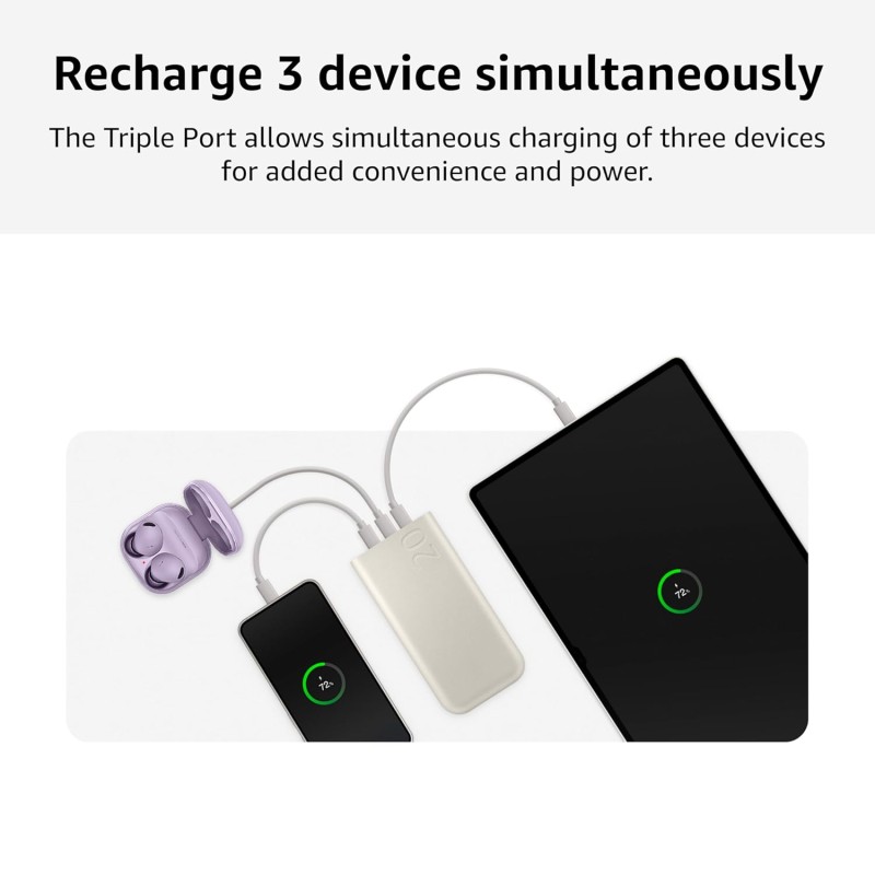 Samsung Galaxy 20000mAh Power Bank, Wired Battery Pack, Gray EB-P4520