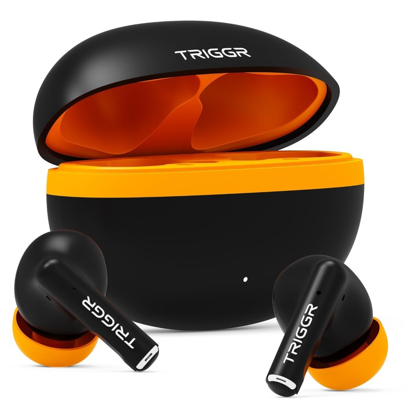 TRIGGR Ultrabuds N5 with Latest BT v6.0, 40Hr Playtime, 13mm Dynamic Drivers, Rich Bass Bluetooth (Smoky Sun, True Wireless)