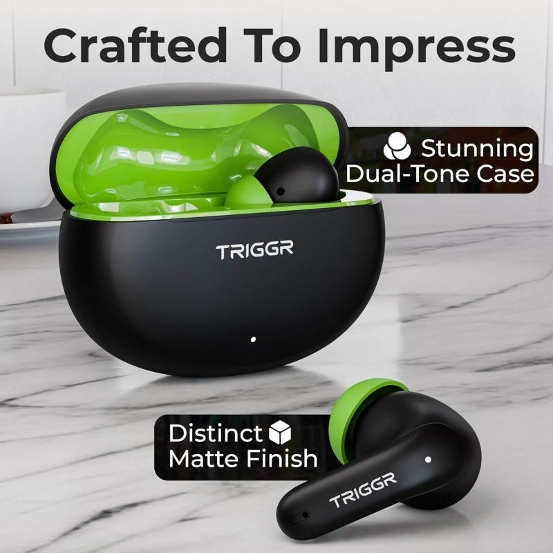 TRIGGR Ultrabuds N3 with Crisp Calling, 50H Playtime, 13mm Drivers, BassXpand Bluetooth (Black Mantis, in The Ear) TGC04-TUN3TWN05ST-BM