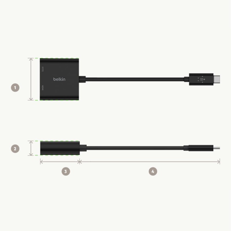 Belkin USB-C to HDMI Adapter + Charge (Supports 4K UHD Video, Pass-Through Power Black AVC002btBK