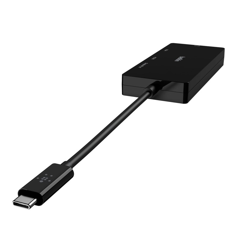 Belkin USB-C Multi Port Display Adapter (with Tethered USB-C Cable) - Connectivity for USB-C to DVI Port, VGA Port, 4K HDMI