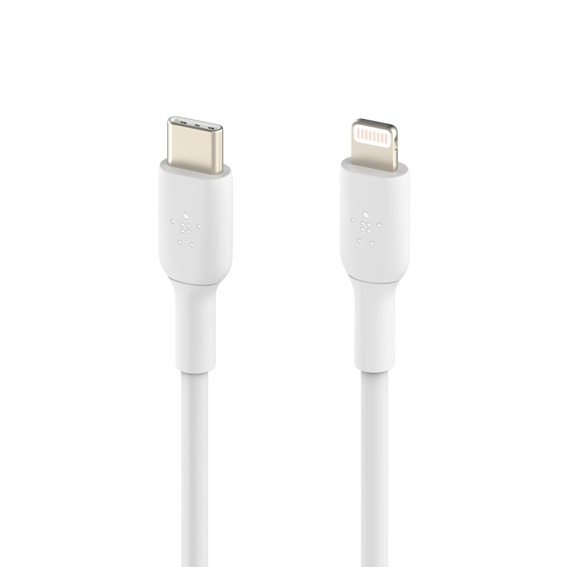 Belkin Certified PVC Lightning To USB-C To USB-C (Type C) Charge Cable, USB Cable, 3.3 Feet / 1M For Smartphone, White CAA003bt1MWH