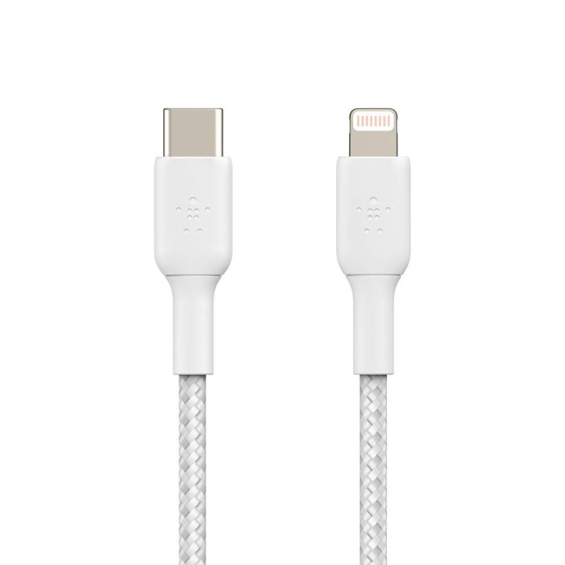 Belkin Certified PVC Lightning To USB-C To USB-C (Type C) Charge Cable, USB Cable, 3.3 Feet / 1M For Smartphone, White CAA003bt1MWH