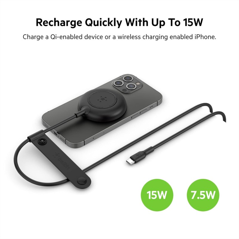 Belkin Magnetic USB Type C Wireless Charger(Power Supply Not Included) Compatible Black (Wia005) WIA005btBK