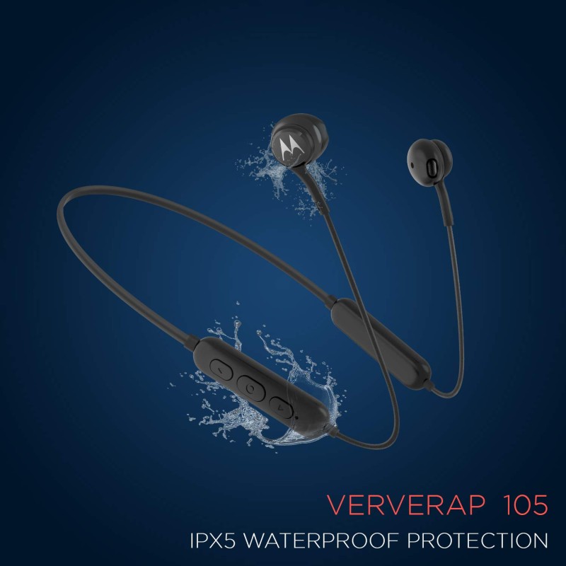 Motorola Lifestyle Ververap 105 Wireless Bluetooth in Ear Neckband Headphone with Mic (Black) SH051