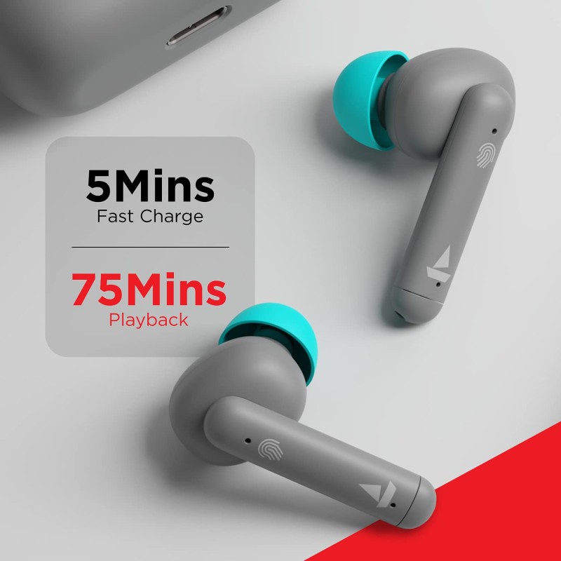 boAt Airdopes 148, Low Latency, ENx Tech, 42HRS Battery, Fast Charge, IWP, IPX4, Bluetooth Earbuds (Cider Cyan)