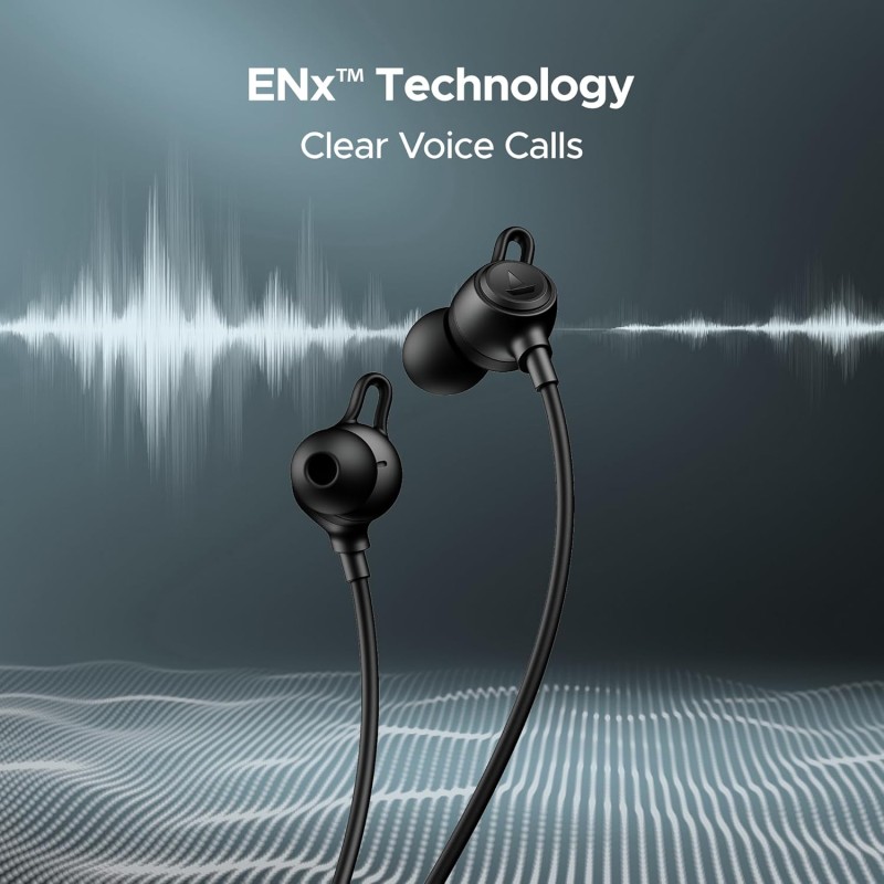 Boat Rockerz 200, 40H Battery, Signature Sound, ENx Tech, Dual Pairing, 60 ms Low Latency (Active Black) PA0023