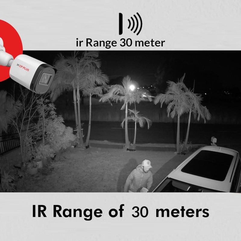 CP Plus 2.4MP IR Wired Bullet Outdoor Camera CP-URC-TC24PL3 Compatible Analog HD CCTV Camera, White