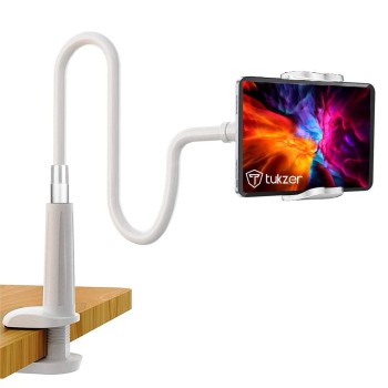 Tukzer Universal Tabletop Mobile & Tablet Holder with 360 Degree Flexible Rotation for Bed, Table (Black) TZ-T10-P