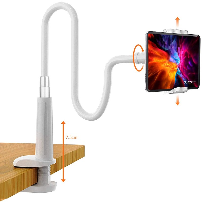 Tukzer Universal Tabletop Mobile & Tablet Holder with 360 Degree Flexible Rotation for Bed, Table (Black) TZ-T10-P
