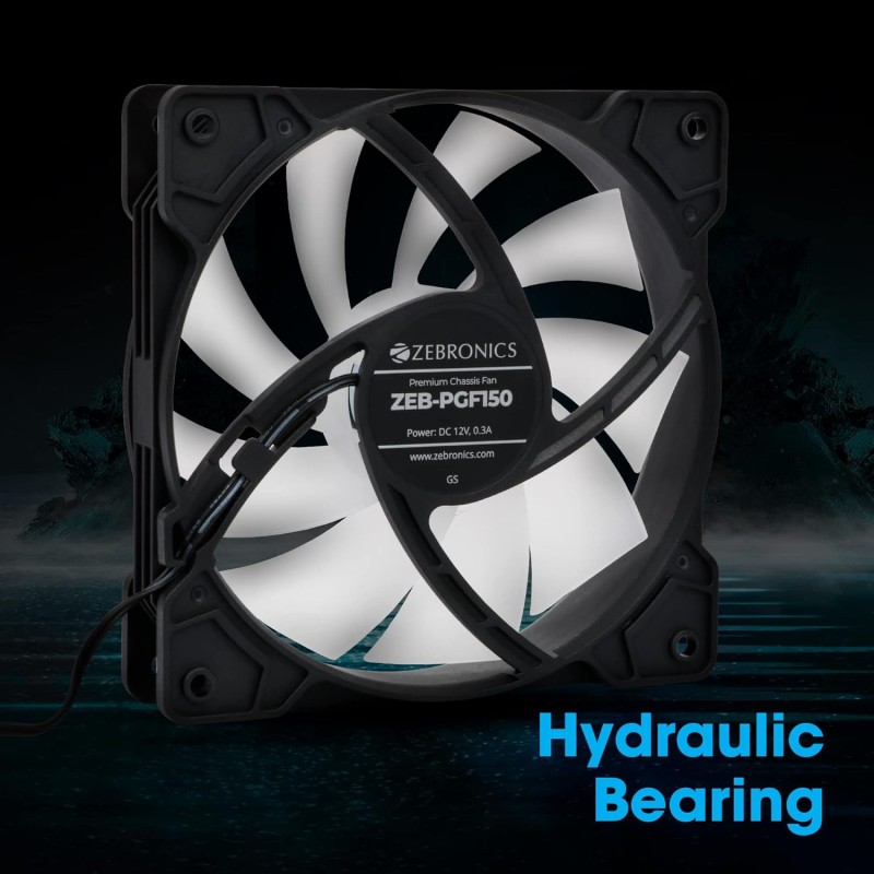 ZEBRONICS ZEB-PGF150 120mm Premium Chassis fan with 43.5CFM Airflow, Multicolor LED