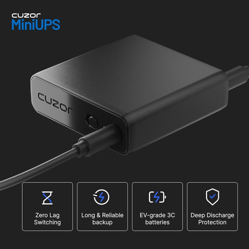 Cuzor Mini UPS 12V Router UPS up to 2A | Up to 5 Hours Backup | WiFi UPS Power Backup During powercuts Mini ups for Router