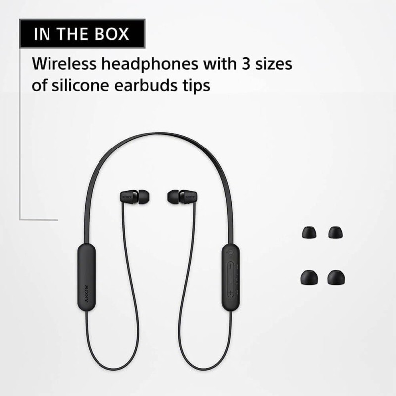 Sony WI-C100 Wireless Headphones with Customizable Equalizer for Deep Bass & 25 Hrs Battery (White)