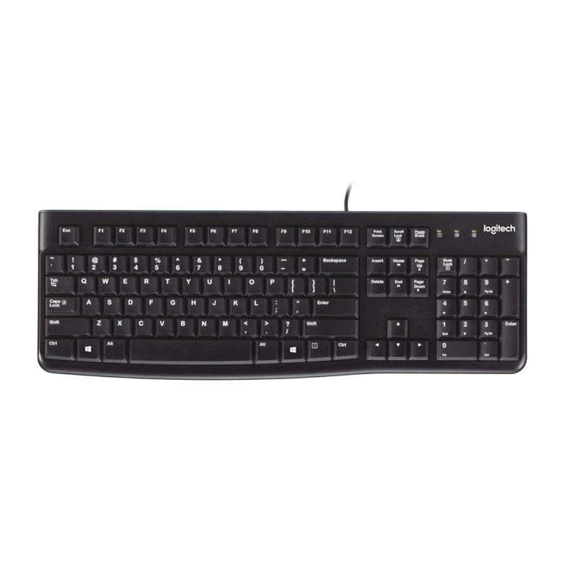 Logitech K120 Wired Keyboard for Windows, USB Plug-and-Play, Full-Size, Spill-Resistant, Curved Space Bar, Compatible with PC, Laptop