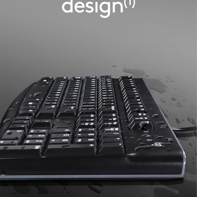 Logitech K120 Wired Keyboard for Windows, USB Plug-and-Play, Full-Size, Spill-Resistant, Curved Space Bar, Compatible with PC, Laptop