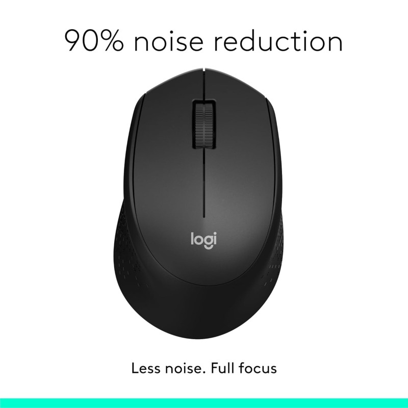Logitech M331 Silent Plus Wireless Mouse, 2.4GHz with USB Nano Receiver, 1000 DPI Optical Tracking, 3 Buttons, 24 Month Battery Life, PC/Mac/Laptop