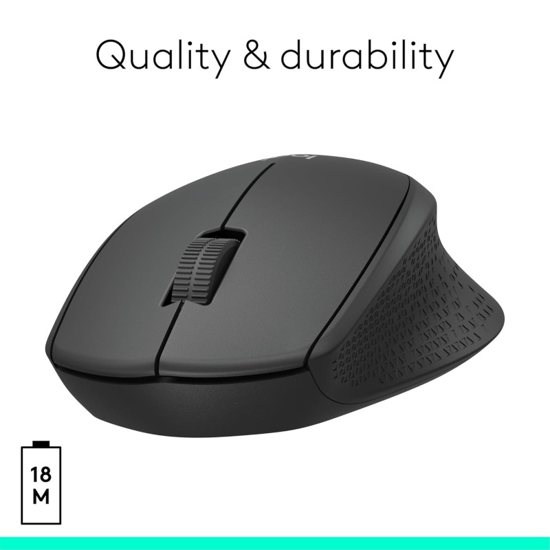 Logitech M331 Silent Plus Wireless Mouse, 2.4GHz with USB Nano Receiver, 1000 DPI Optical Tracking, 3 Buttons, 24 Month Battery Life, PC/Mac/Laptop