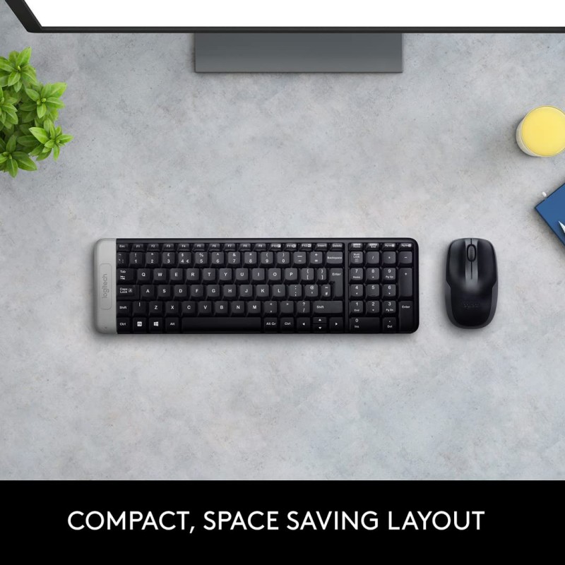 Logitech MK215 Wireless Keyboard and Mouse Combo for Windows, 2.4 GHz Wireless, Compact Design Black